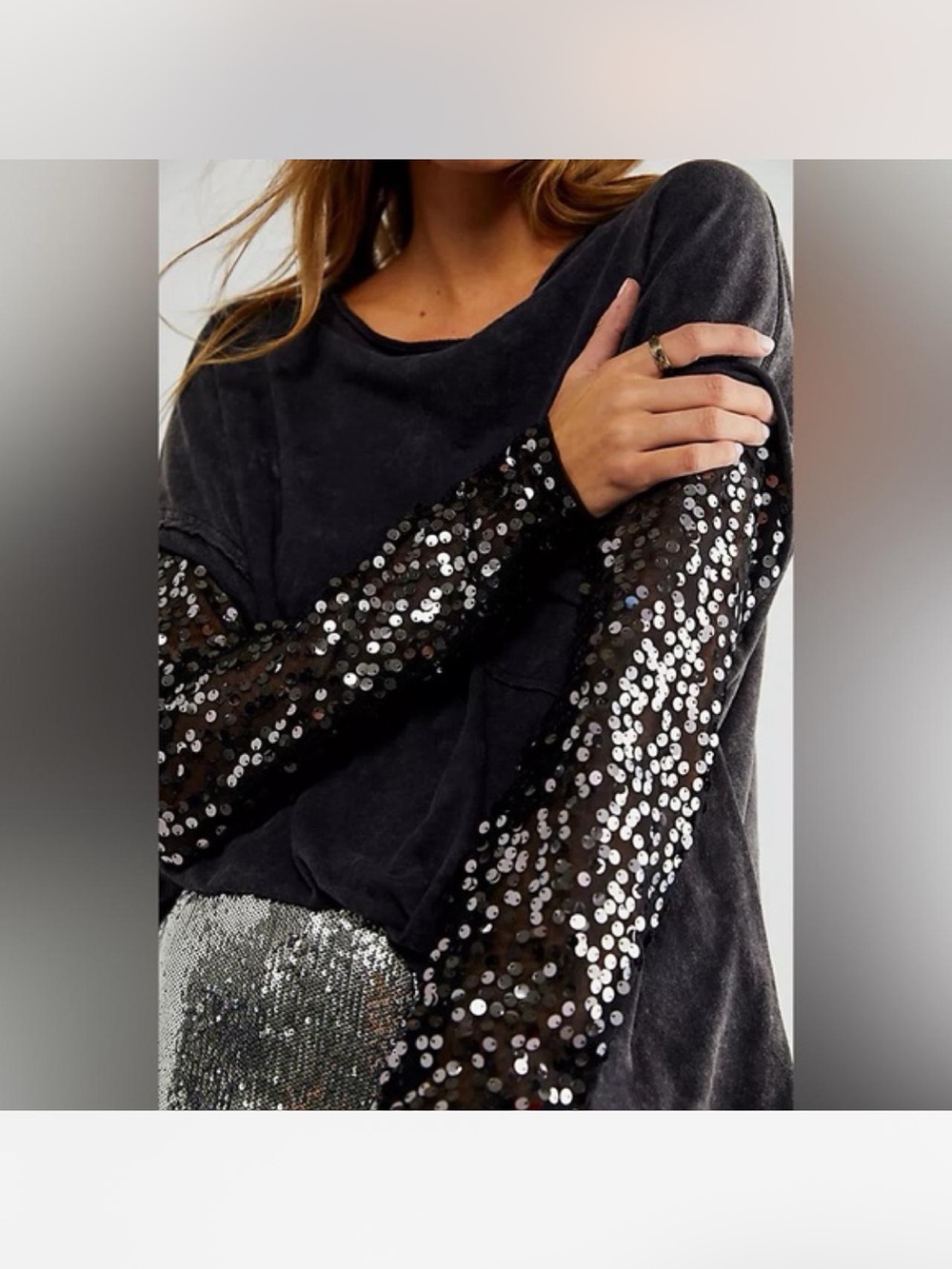 Free People Celine Oversized Sequined Tee